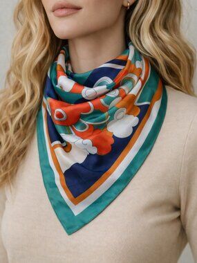 Multicolor Print Retro Vintage Scarf Wrap